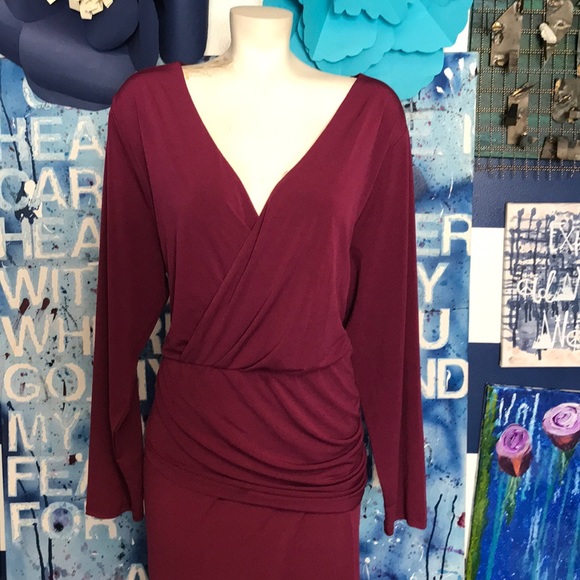 Sexy wrap front flap tummy hiding plus size dress - Picture 2 of 8